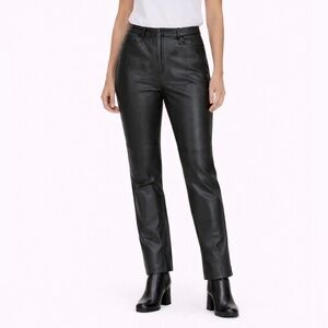 Vintage Black Leather Straight Leg Pants
